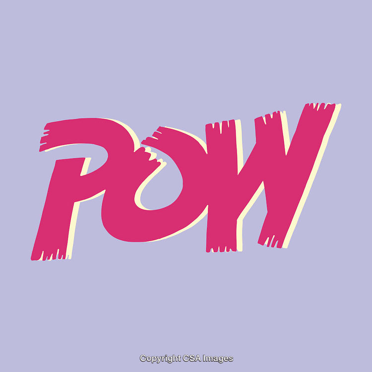 Dynamic Comic-Style POW Text Illustration With Bold Colors and Playful Design