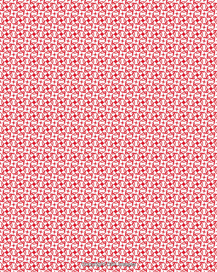 Repeating Abstract Pattern with Red Geometric Lines on White Background
