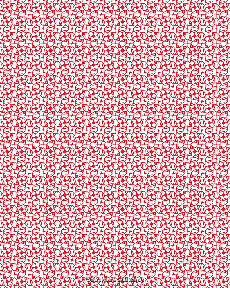 Repeating Abstract Pattern with Red Geometric Lines on White Background