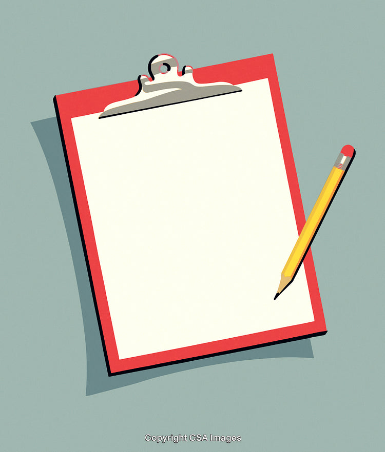 Clipboard and Pencil on a Desk with Minimalist Design