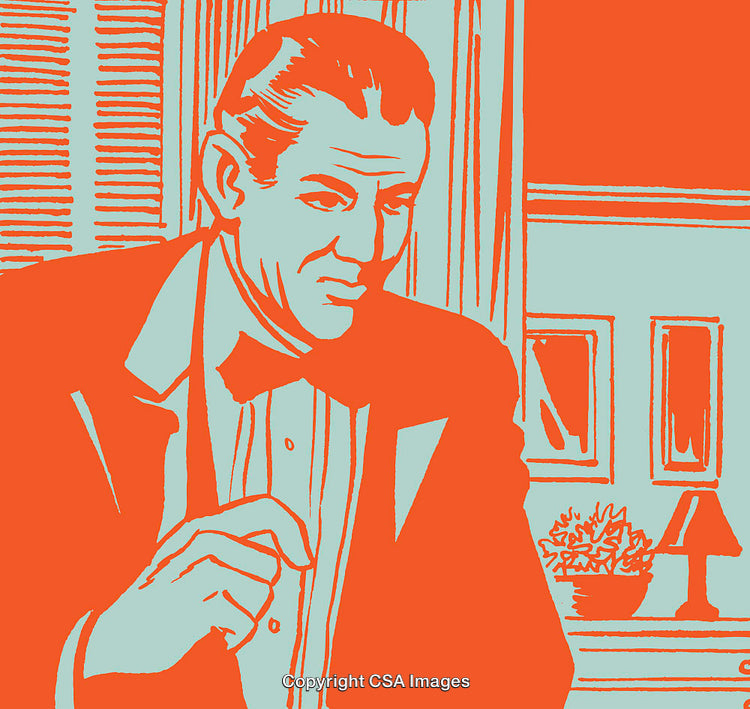 Abstract Illustration of a Vintage Man in a Retro Style Setting