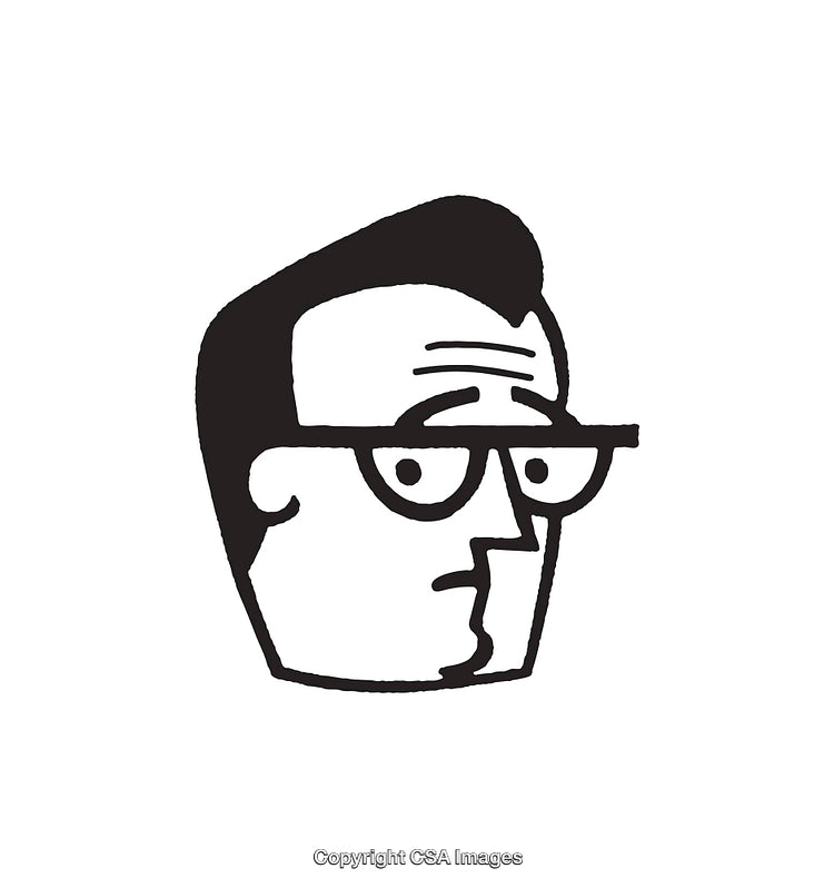 Line Art Illustration of a Person Wearing Glasses in Black and White