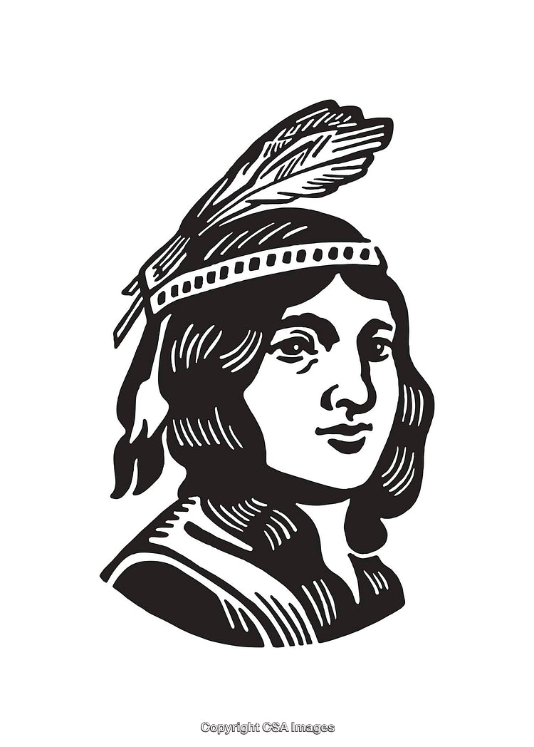 Black and White Line Art Portrait of a Historical Figure