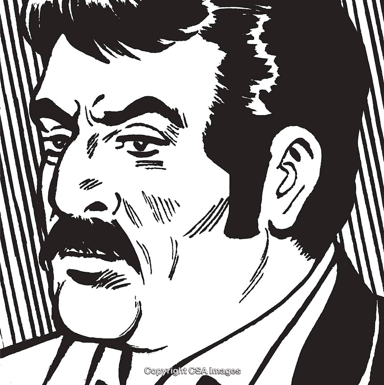 Stylish Black and White Illustration of a Male Portrait with Bold Lines