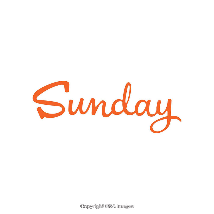 Orange Calligraphy Text Depicting "Sunday" on a Simple White Background