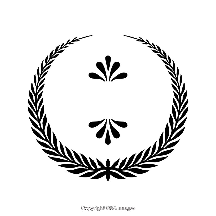 Ornamental Black and White Laurel Border with Decorative Floral Elements