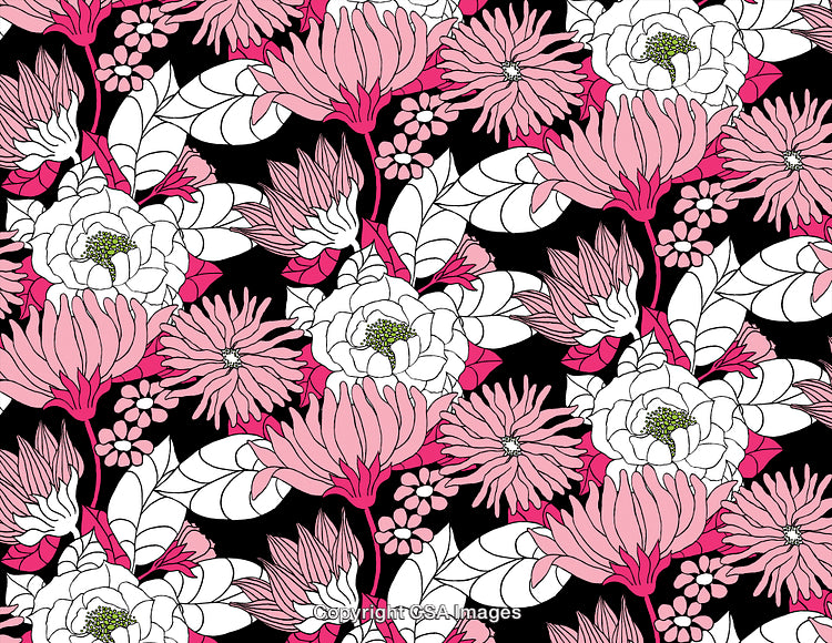 Lotus Flower Pattern (Pink White Black)