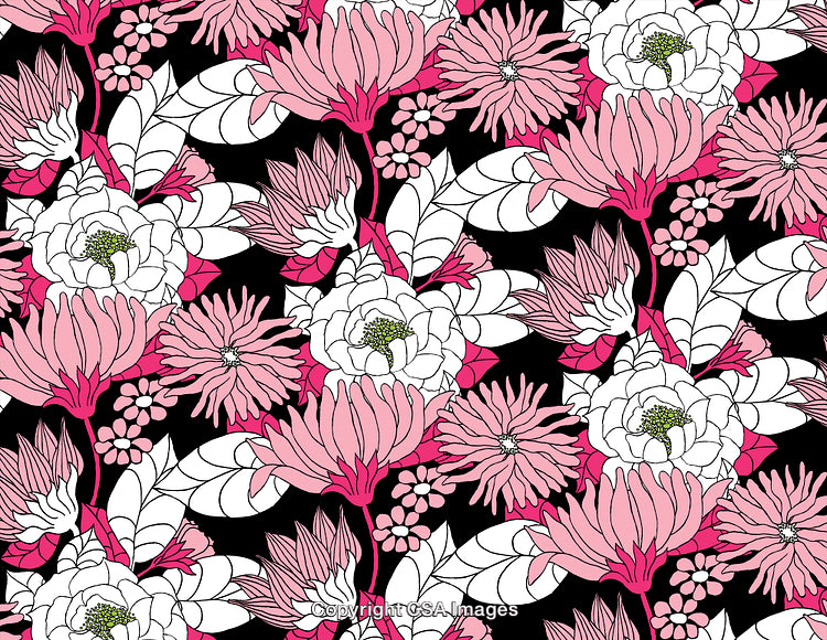 Lotus Flower Pattern (Pink White Black)
