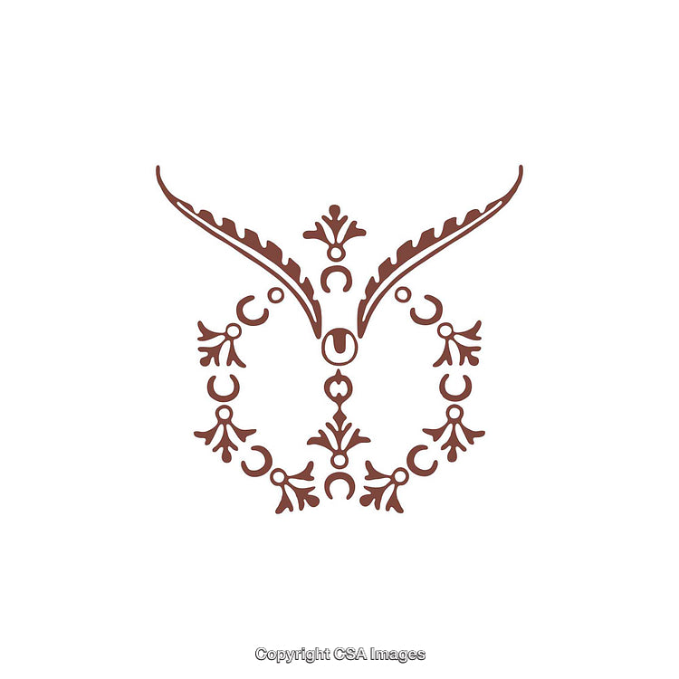 Elegant Ornamental Design Featuring Symmetrical Floral Motifs and Curved Pattern Elements