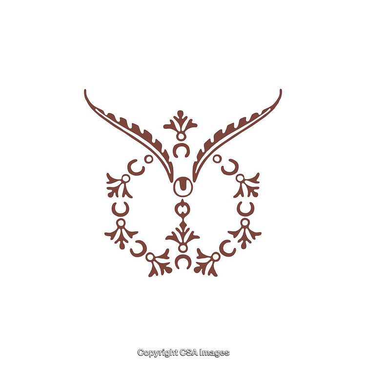 Elegant Ornamental Design Featuring Symmetrical Floral Motifs and Curved Pattern Elements