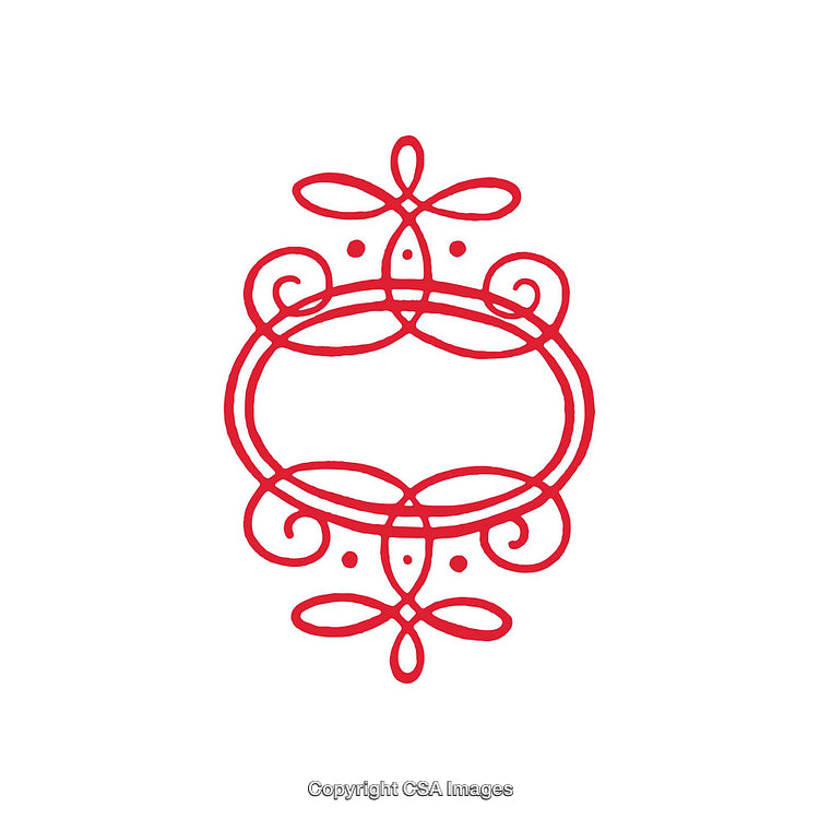 Elegant Red Decorative Frame with Swirl and Floral Motif Design