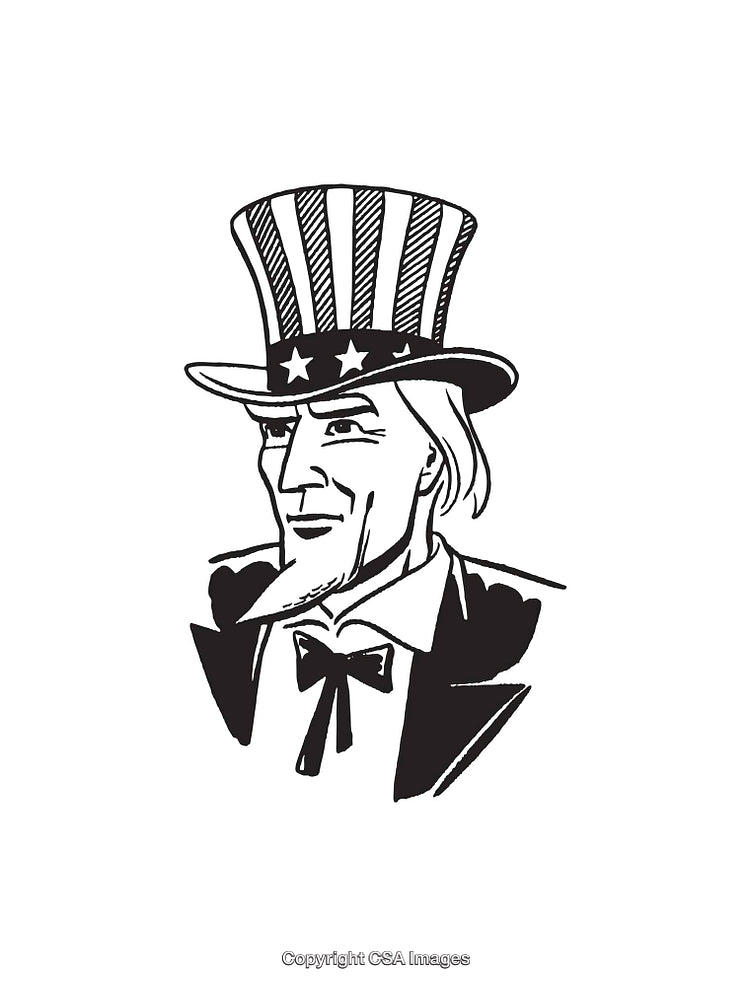 Uncle Sam Line Art Illustration in Black and White