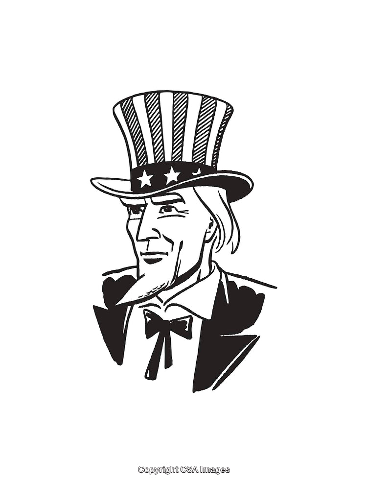 Uncle Sam Line Art Illustration in Black and White