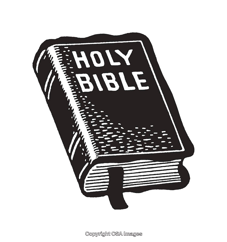 Black and White Line Art Illustration of a Holy Bible