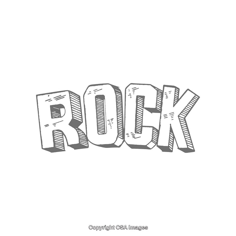 Illustration of the Word Rock in Decorative Text Style