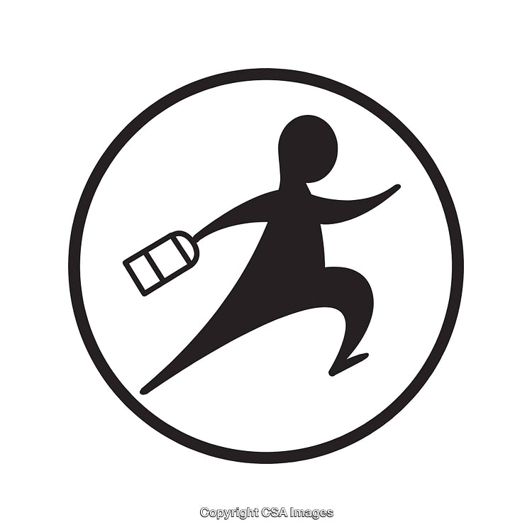 Minimalist Icon Depicting a Running Figure Holding an Item