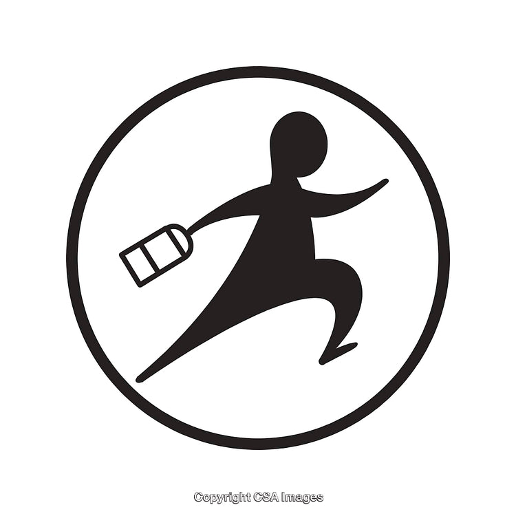 Minimalist Icon Depicting a Running Figure Holding an Item