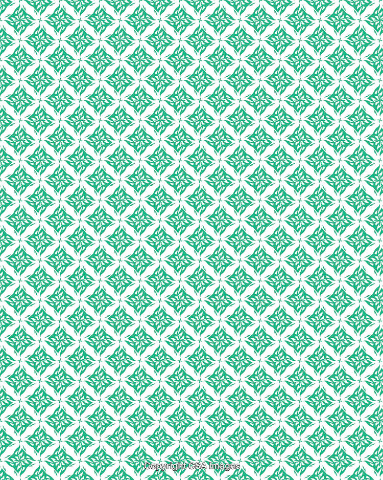 Intricate Green Pattern on White Background With Floral Motifs