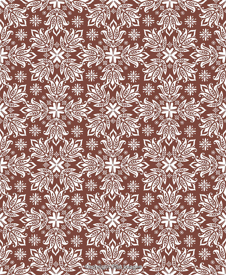 Elegant Brown and White Floral Pattern with Intricate Details