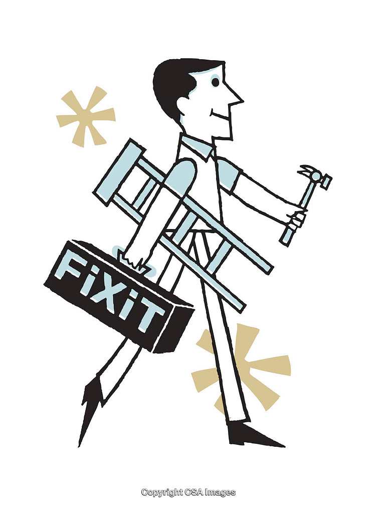 Retro Style Illustration of a Happy Handyman Carrying Tools with Optimism