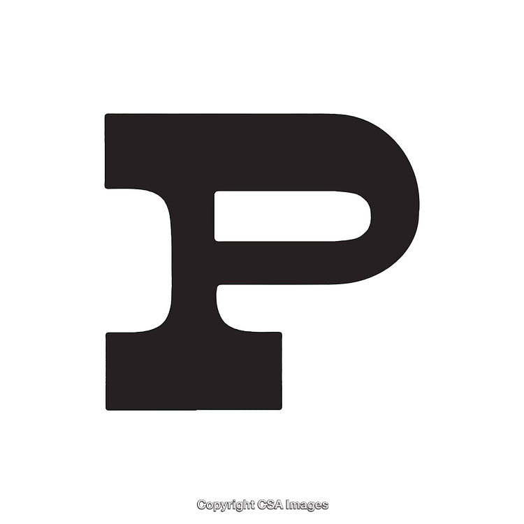 Bold Serif Black Letter P on White Background for Typography Design