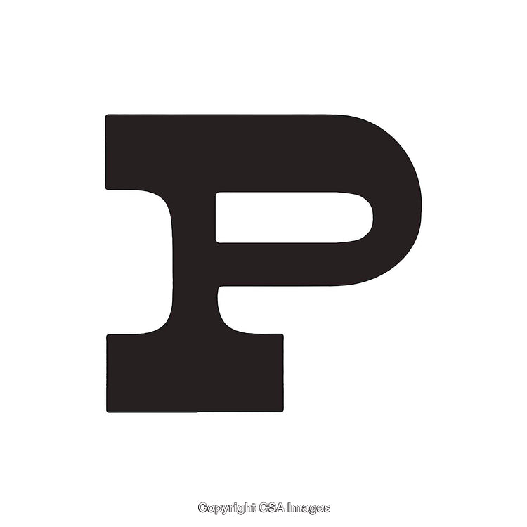Bold Serif Black Letter P on White Background for Typography Design