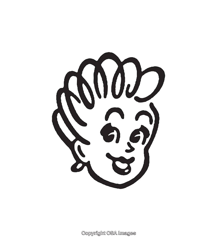 Playful Black and White Cartoon Style Illustration of A Smiling Character