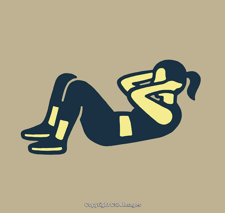 Illustration of a Woman Performing Sit-Ups for Fitness Exercises