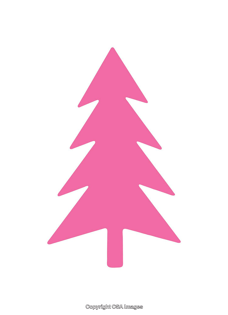 Pink Christmas Tree Icon on a White Background