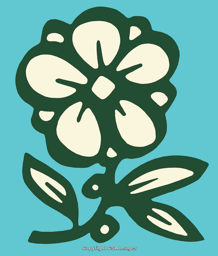Bold Line Artwork of a Floral Motif with Vibrant Colors
