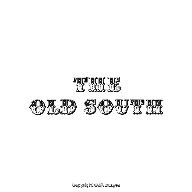 Vintage Typography Design Featuring 'The Old South' Label in Black and White