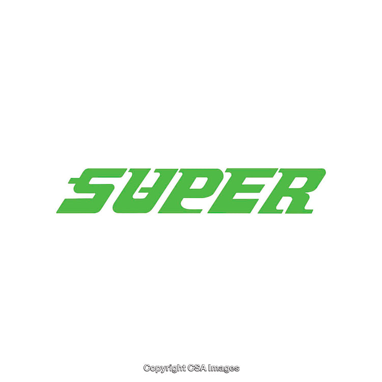 Green Stylized 'Super' Text on a White Background