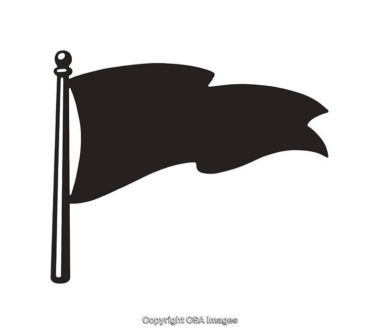 Black and White Illustration of a Flag Symbol on a Pole