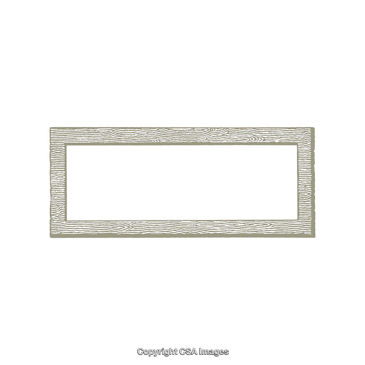 Rustic Rectangular Wooden Frame with Intricate Detail on White Background
