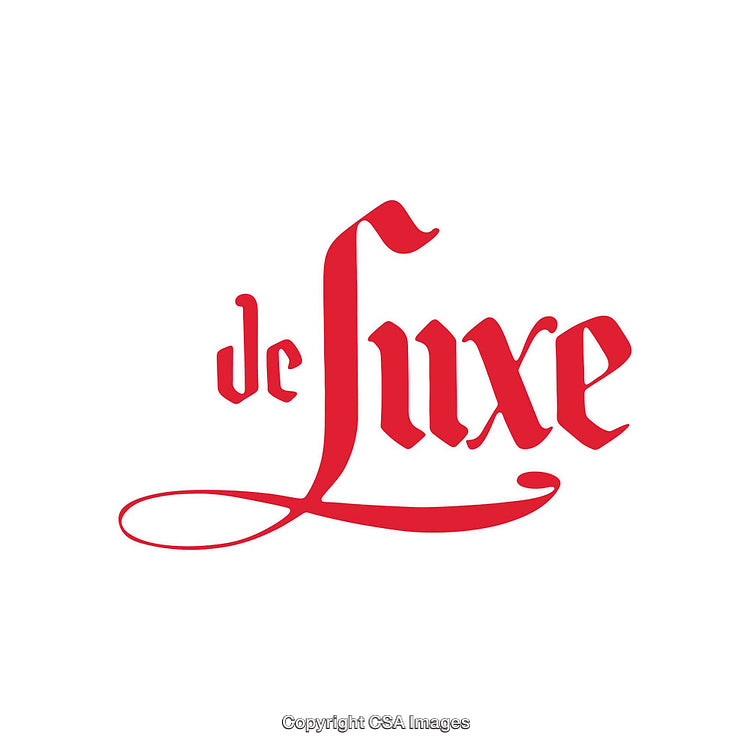 Decorative Red Typography in a Stylish 'De Luxe' Design on White Background