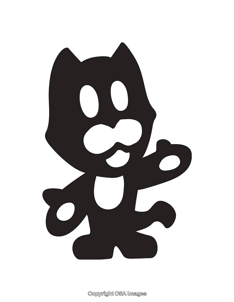 Stylized Black Cat Illustration with Playful Cartoon Features