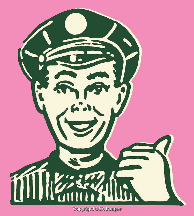 Illustrated Retro Character Giving a Friendly Gesture on Pink Background