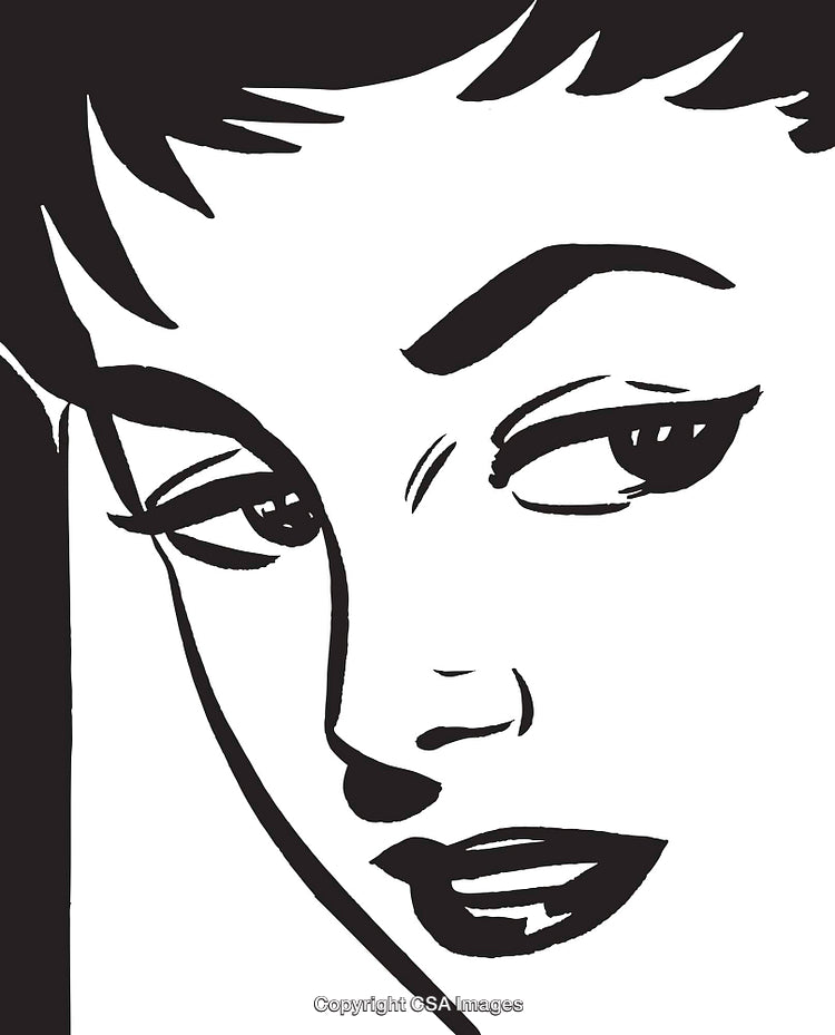 Minimalistic Black and White Portrait of a Woman in Modern Art Style