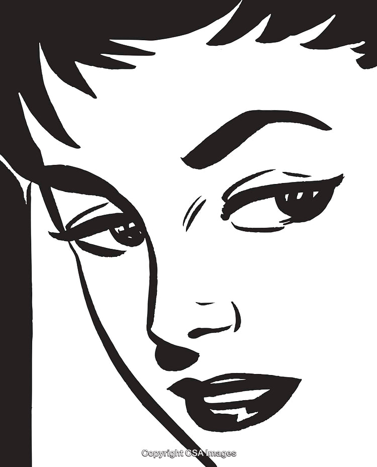 Minimalistic Black and White Portrait of a Woman in Modern Art Style