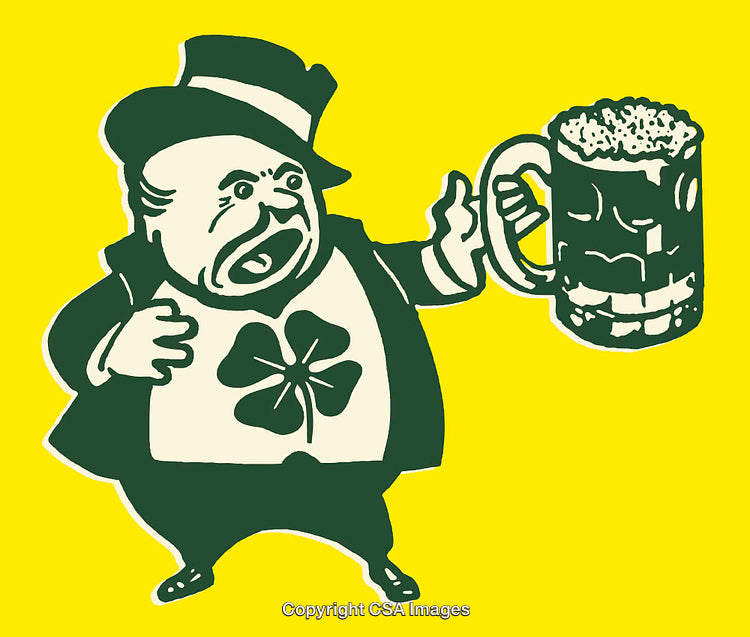 Caricature Of Gentleman Holding Beer Mug With Clover Shirt Icon