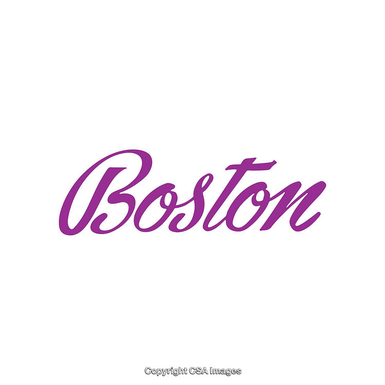 Purple Script Text Reading 'Boston' on a White Background