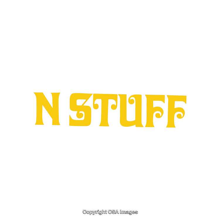 Yellow Decorative Typography Featuring Curved Lettering on White Background
