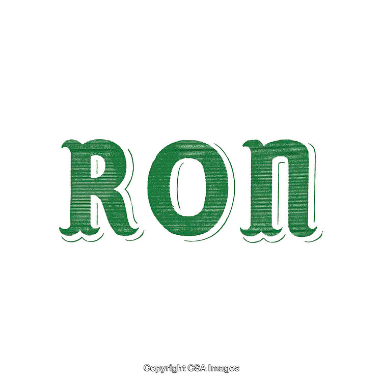 Green Text Illustration Featuring the Word "Ron" in a Stylish Font