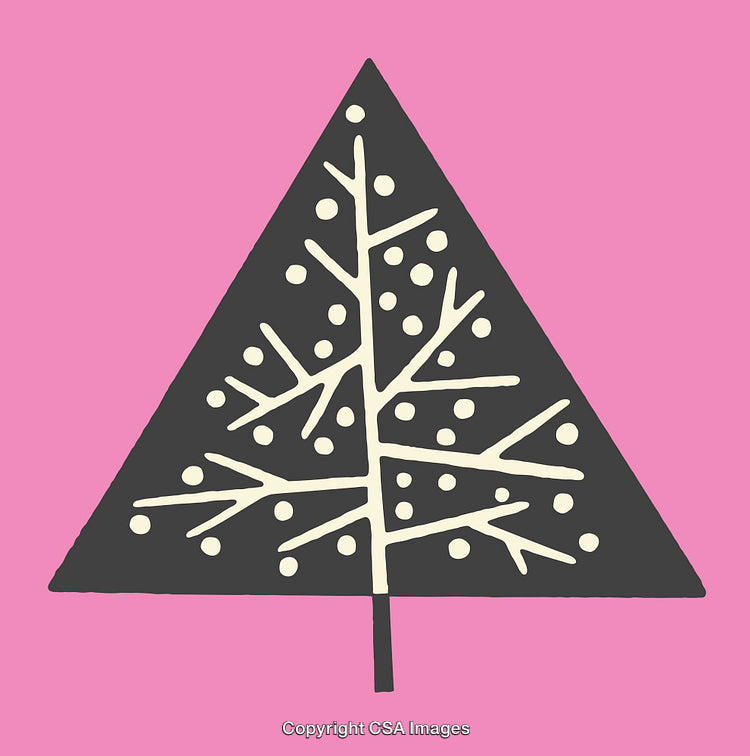 Modern Stylized Christmas Tree on a Vibrant Pink Background