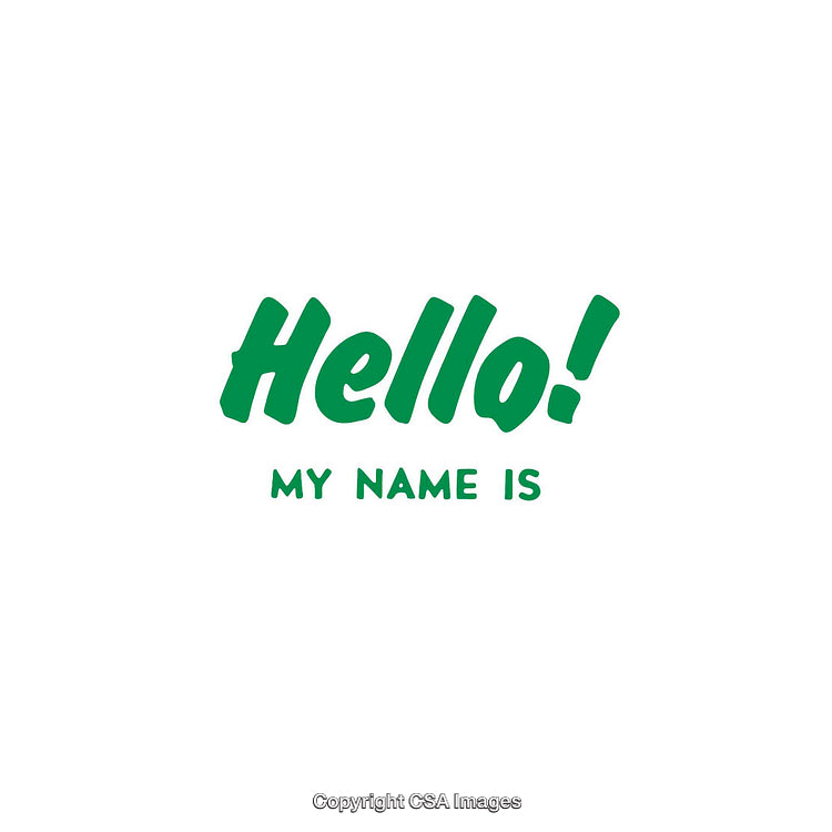 Green Hello My Name Is Minimalist Typography On White