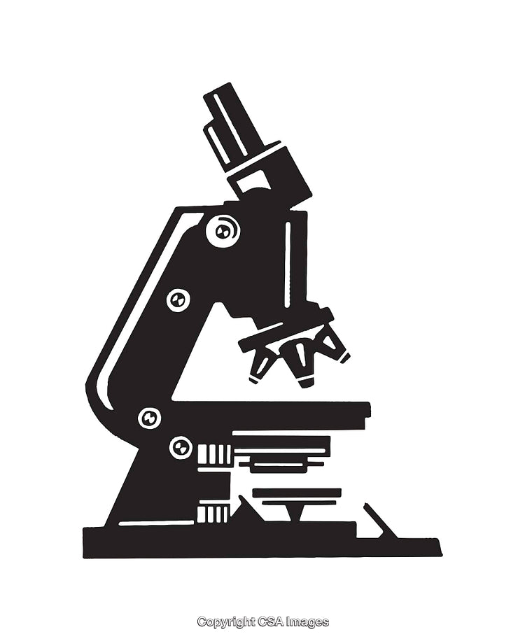 Black and White Microscope Illustration Symbolizing Science and Research