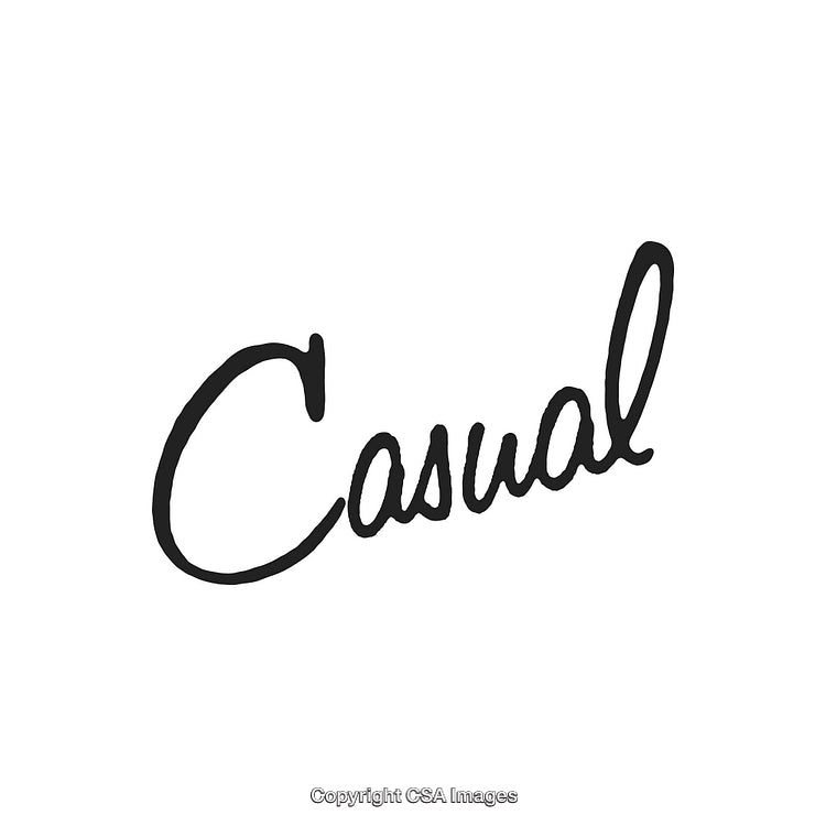 Minimalist Typography of the Word 'Casual' in Black Script on White