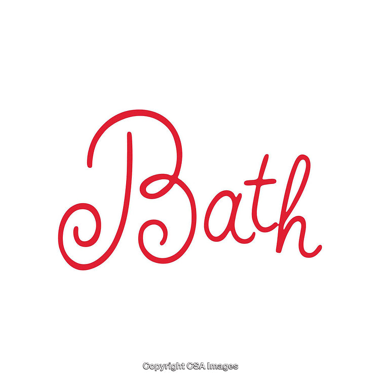 Elegant Red Script Word 'Bath' on a Clean White Background