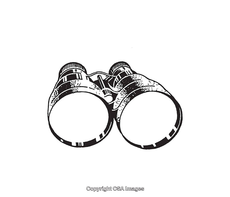 Vintage Black and White Binoculars Line Art Illustration for Retro Design