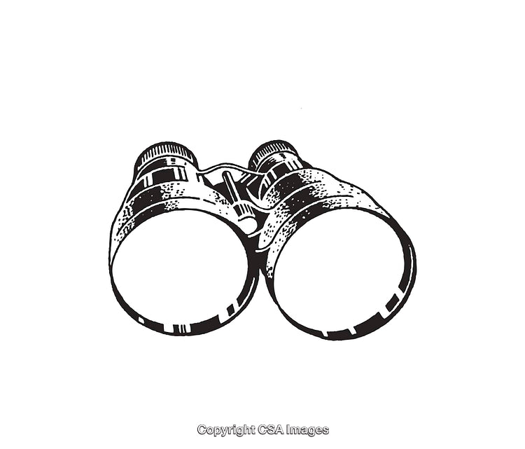Vintage Black and White Binoculars Line Art Illustration for Retro Design